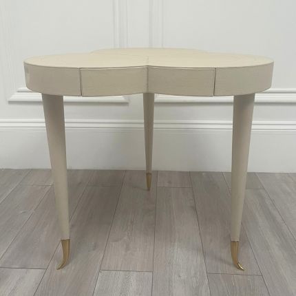 Clearance Flow Leather Trefoil Table - Bone - A