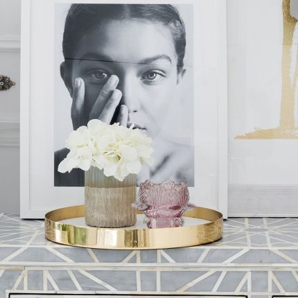 round white and gold marble tray 