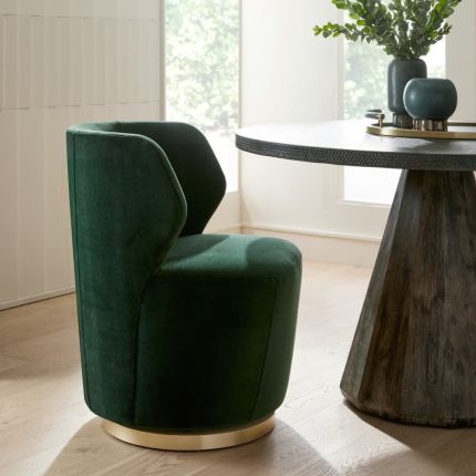 Poppy Swivel Chair - Forest Velvet