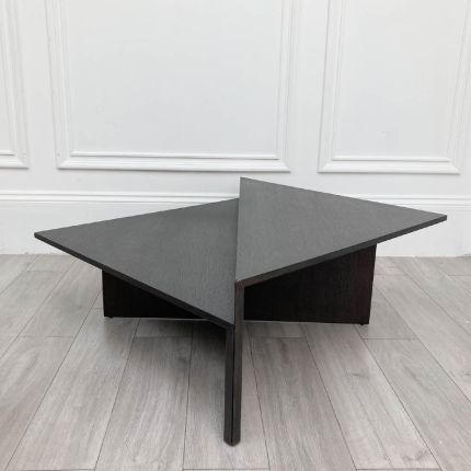 Striking abstract design coffee table in deep mocha finish