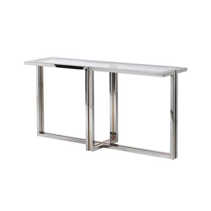 Two toned console table with an art deco inspired frame