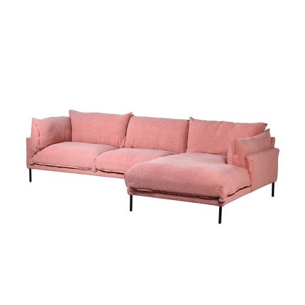 Contemporary pink linen chaise longue sofa