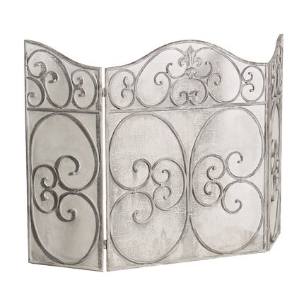 Grey Wash Metal Fire Screen