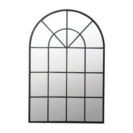 Arched window mirror with elegant black frame