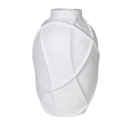 Line Textured White Vase