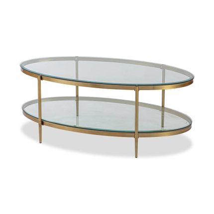 Clearance Adlon Coffee Table - Clear Glass/Brushed Brass