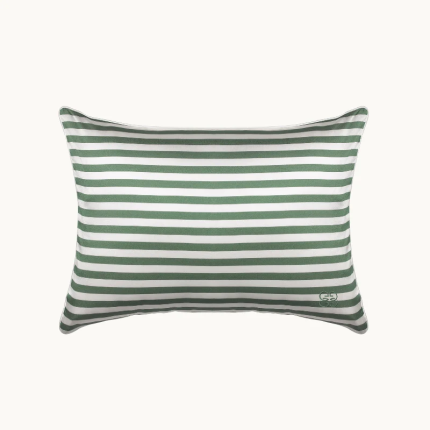 Striped Travel Pillow - Green & White