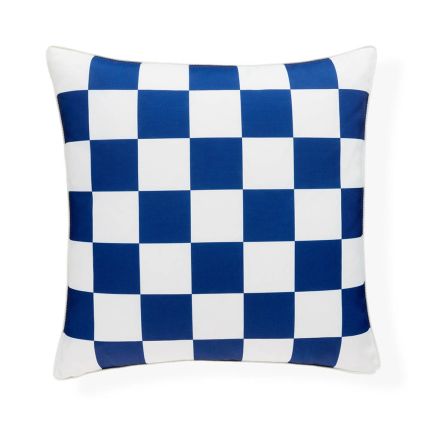 Reversible chequered pattern cushion with one side a breathtaking blue side and the other a gorgeous green