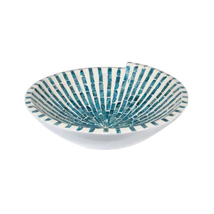 A Mediterranean inspired decorative bowl with turquoise details