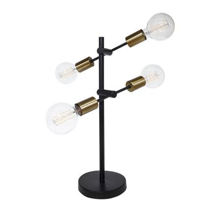 Black and brass table lamp with four lights 