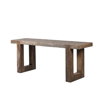 Stylish and natural finish console table with bold, square legs