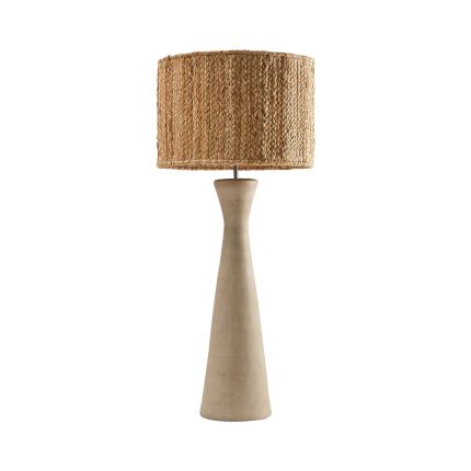 Luxurious natural wood table lamp with jute lampshade