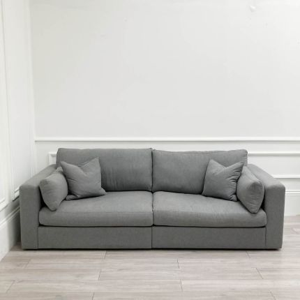 Elegant grey upholstered sofa
