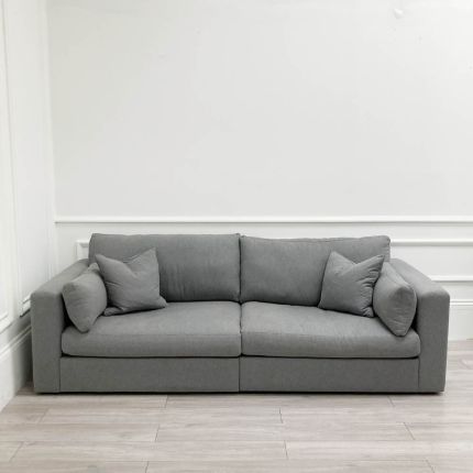 Elegant grey upholstered sofa