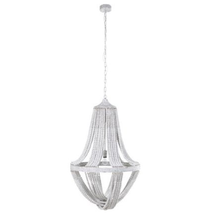 French hanging wooden beaded chandelier