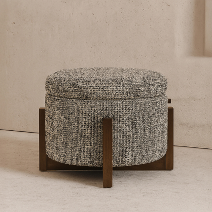 Asti Ottoman - Black/White Marl