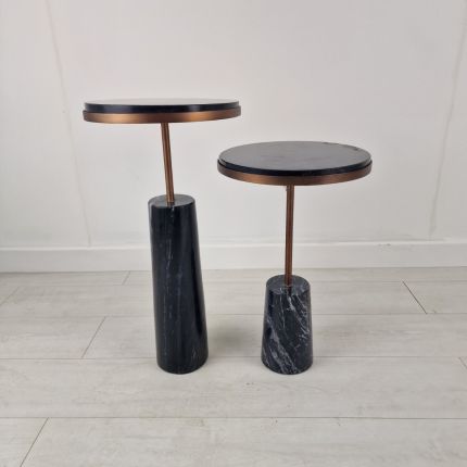 Clearance Notto Side Table – Black Marble & Antique Bronze (Set of 2)