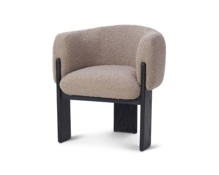 Liang & Eimil Lucca Dining Chair - Beverly Boucle Espresso Grey/Matt Black Oak