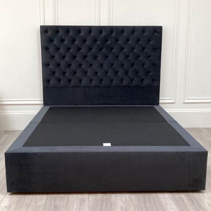 Majestic dark grey velvet kingsize lockley bed
