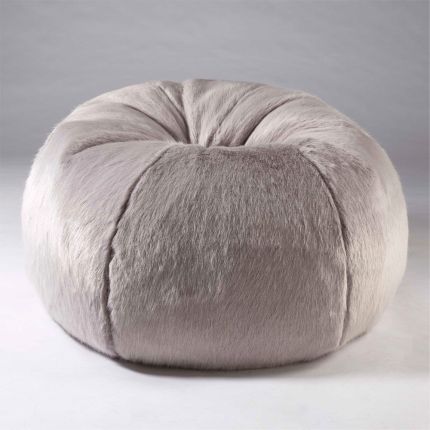 Faux fur smoke grey beanbag
