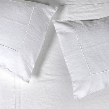 Luxury white linen bedding