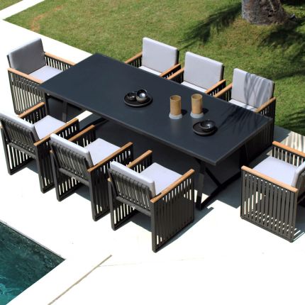 Stunning carbon matte black outdoor dining table