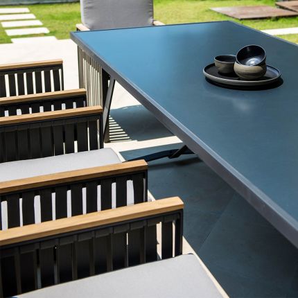 Sophisticated matte black outdoor dining table