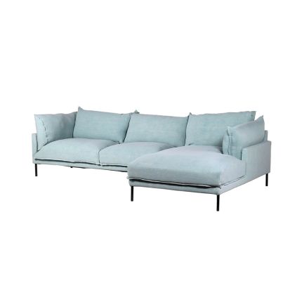 A luxurious sea blue coloured corner sofa
