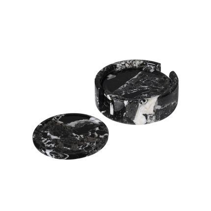 Black set of 4 marble coasters