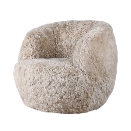 Soft fur swivel chair in beige