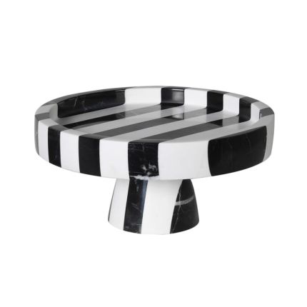 A luxurious monochromatic black and white marble stand 