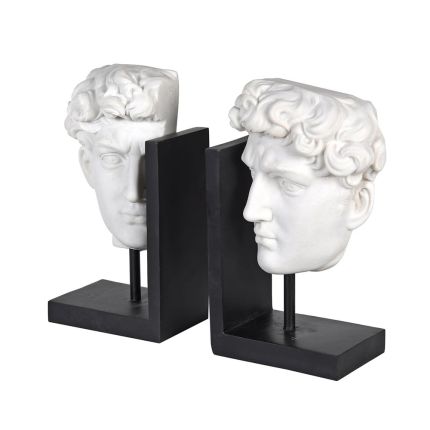 A stylish black and white ancient Greek-inspired ceramic bookends 