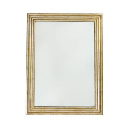 large, rectangular mirror with antiqued gold finish 