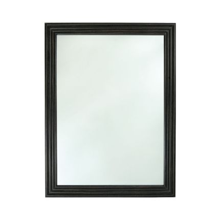 large, rectangular wall mirror with black finish 
