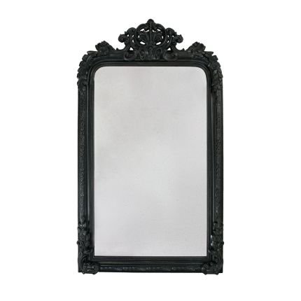 Chic black French crest tall mirror