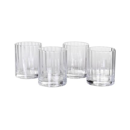 Set of 4 understated whiskey glasses with rib details