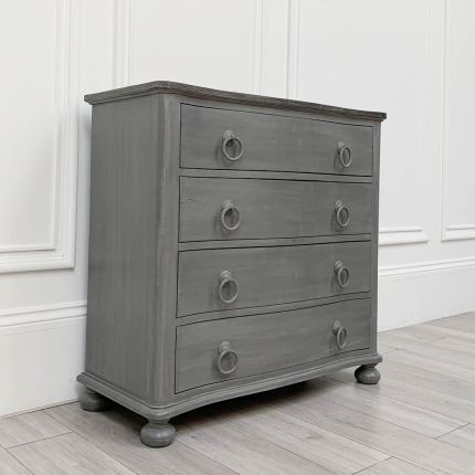 French grey wooden 4 drawer chest of drawers