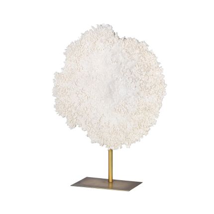 large white faux coral accessory with distressed stand 