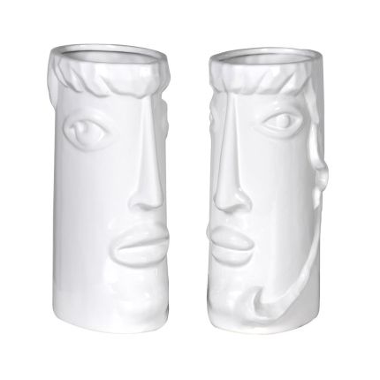 Pair Of Sculptural Face Vases