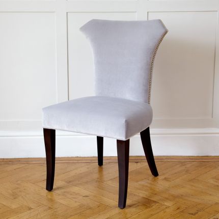 Side studded frame dining chair in luxury grey velvet