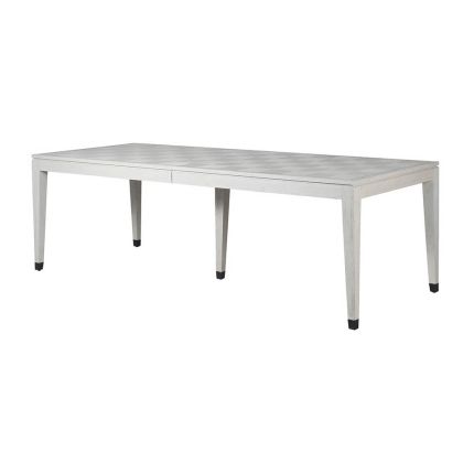 Expandable dining table in white oak with checked pattern