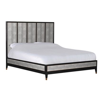 A contemporary shagreen PU leather superking bed
