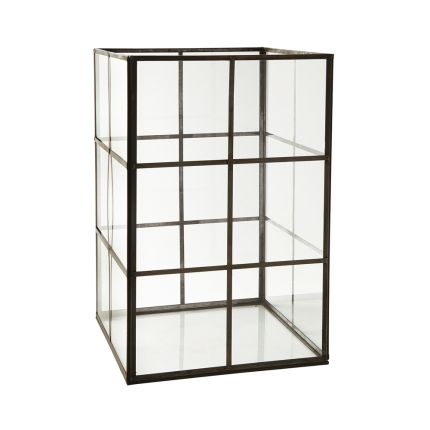 modern glass and iron candle holder