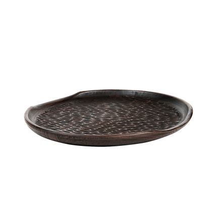 Elegant tray platter with hammered effect base and curved edges