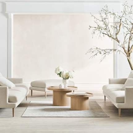 Plateau Coffee Table - White Pigmented Lacquered Oak - Ø48 cm