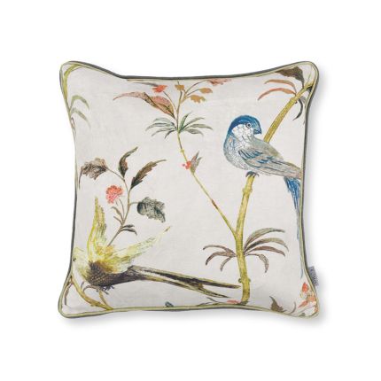 A stunning cushion by Romo with a nature-inspired illustration and gorgeous colour scheme