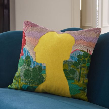 Renaissance Landscape Beaded Cushion