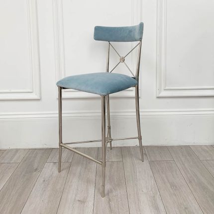 Glamorous silver and blue counter stool 