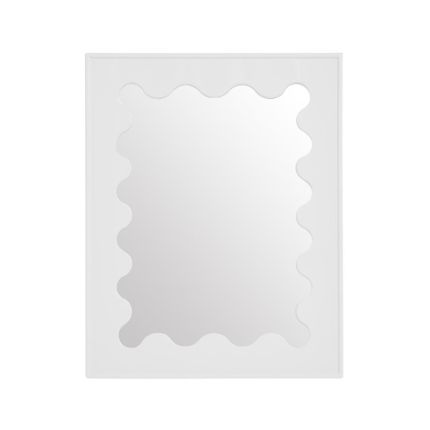 Glamorous white ripple effect mirror with high-gloss finish