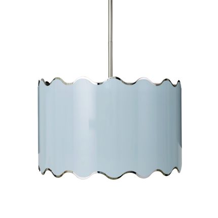 A fabulous pastel-coloured pendant chandelier with nickel detailing